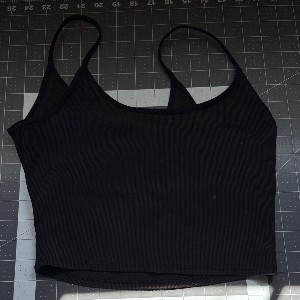Athleta Black Ribbed Spaghetti Strap Crop Top